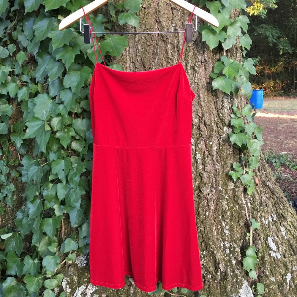 Urban Outfitters Red Velvet Dress